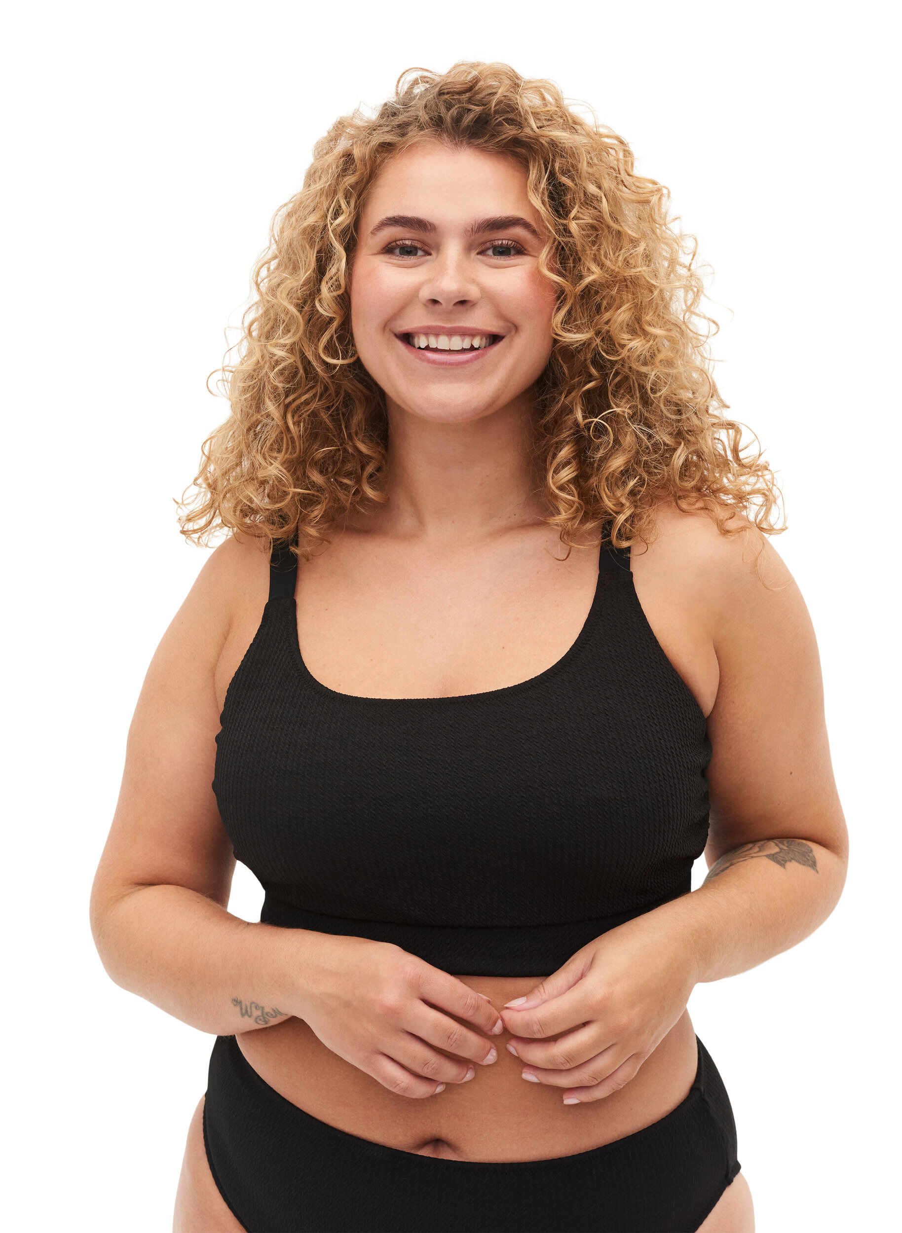 Zizzi Krepattu bikiniyl&auml;osa, Black, Model image number 2