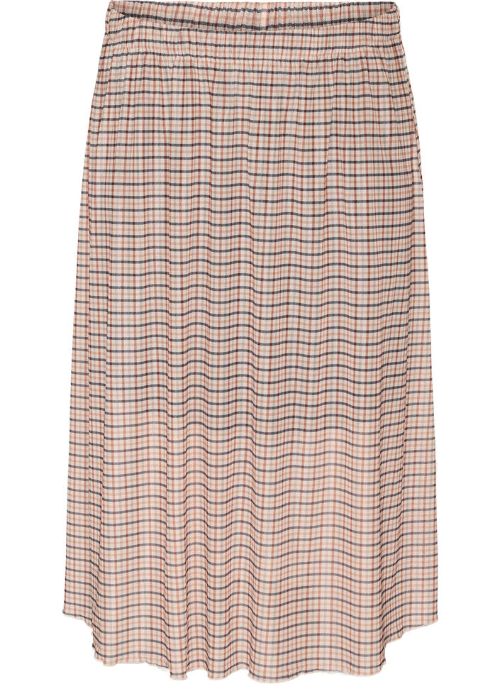 Ruutukuosinen mesh-midihame, Beige, Packshot image number 0