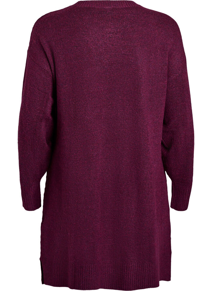 Lyhyt neulemekko V-muotoisella tekstuurikuviolla, Violetti, Packshot image number 1