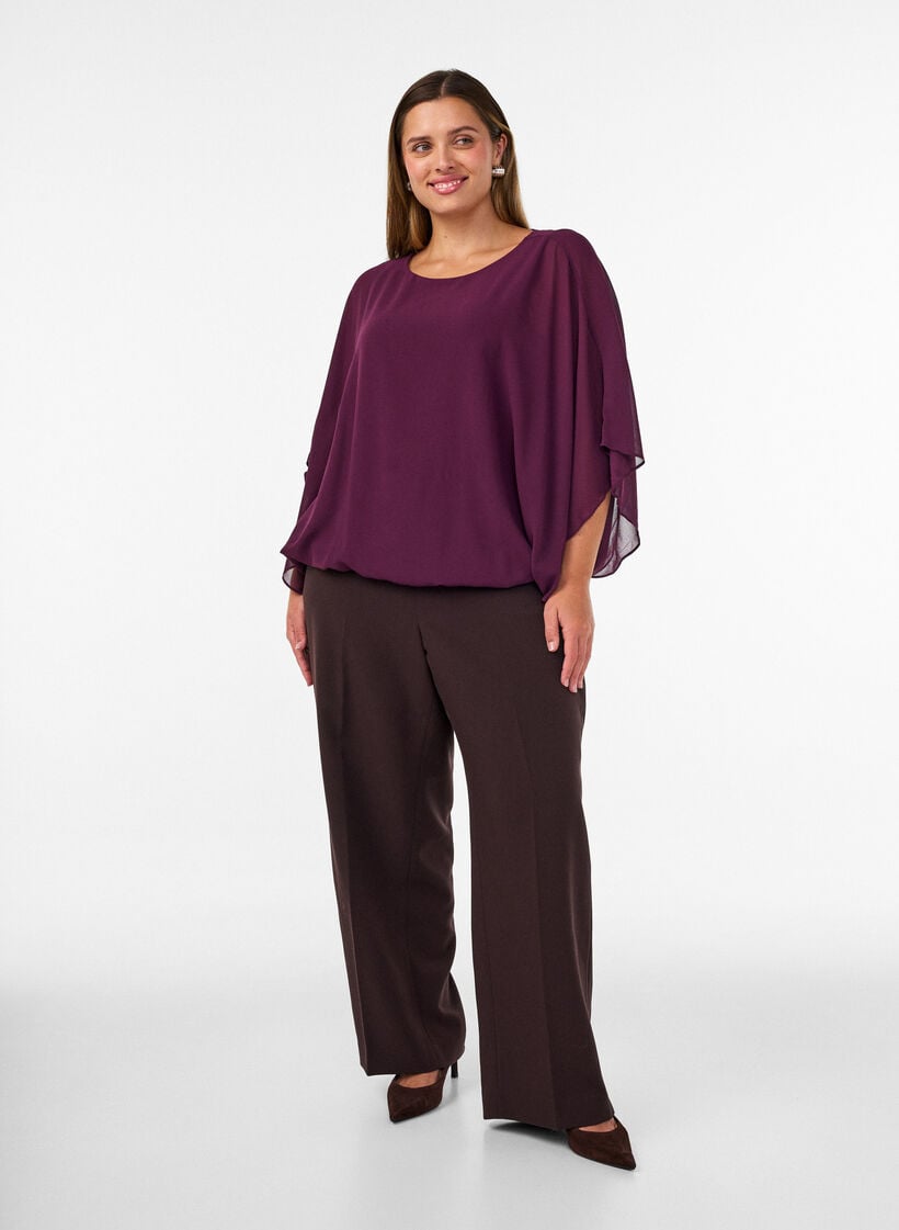 Sifonkipusero pallomaisella efektill&auml;, Violetti, Model image number 1