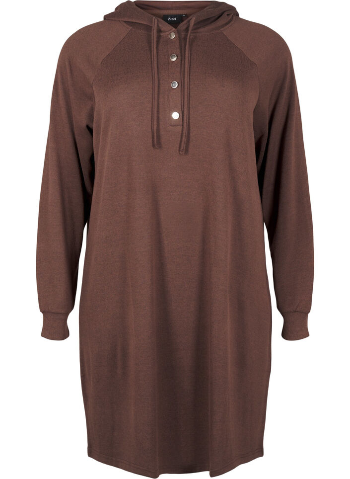 Pitkähihainen collegemekko hupulla, Chocolate M. Mél., Packshot image number 0