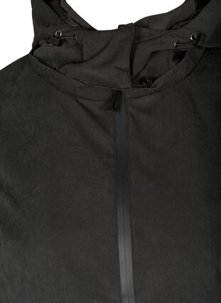 Vedenpitävä takki hupulla ja säädettävällä vyötäröllä , Black, Packshot image number 2