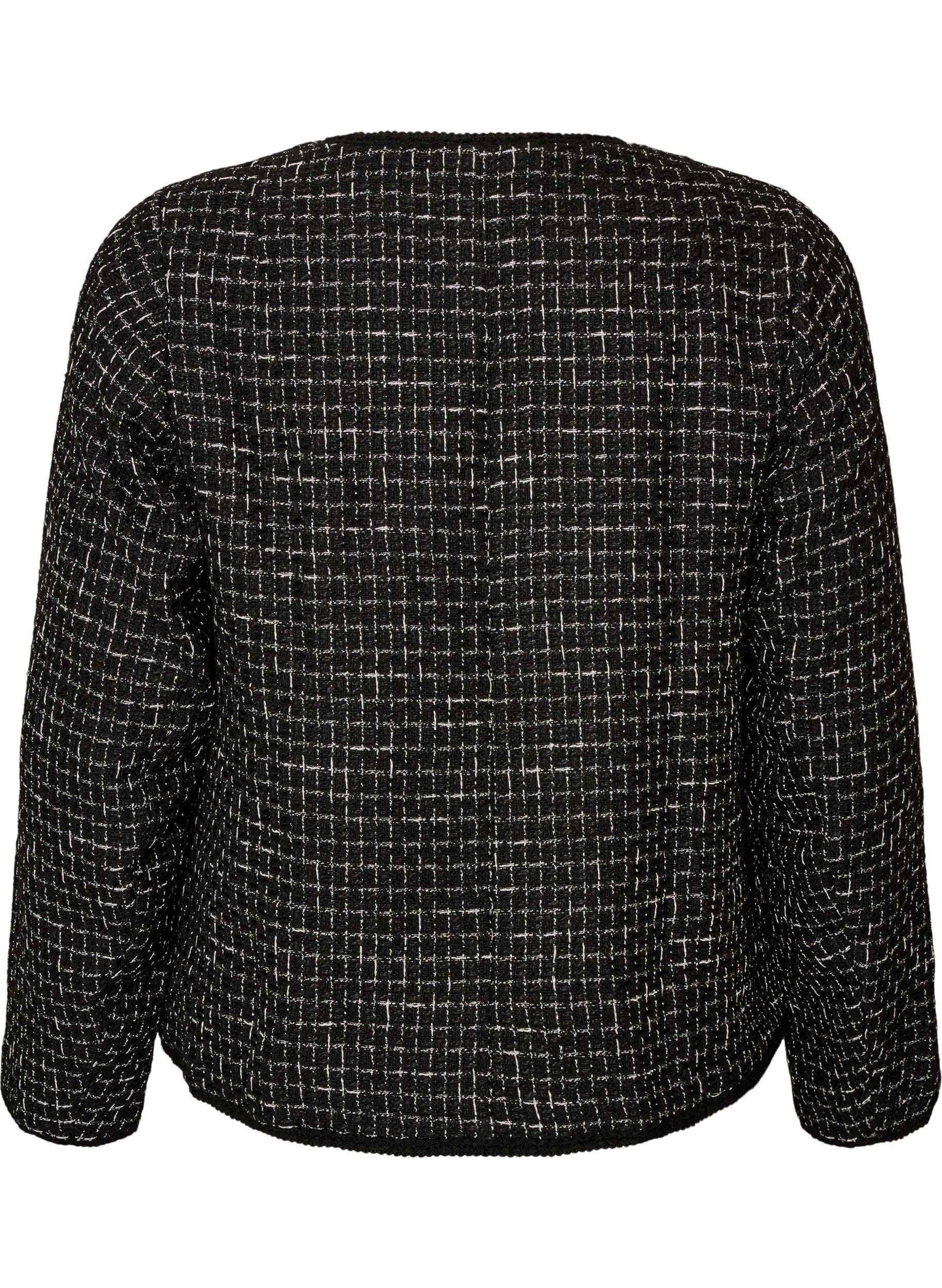 ZizziBoucl&eacute;takki kultaisilla napeilla, Musta, Packshot image number 1