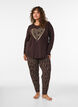 Puuvillaiset pyjamahousut printill&auml;, Ruskea, Model image number 1