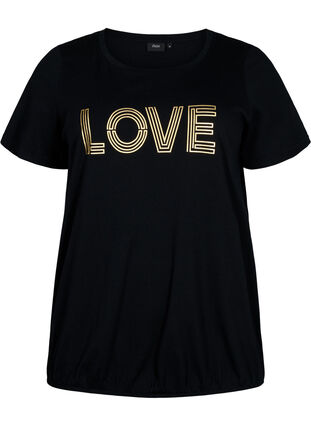 Puuvilla T-paita foliopainatuksella, Black W. Love, Packshot image number 0