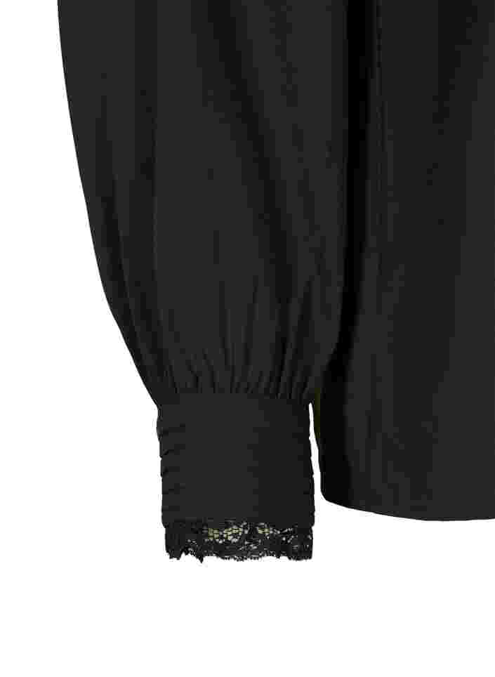 Pitkähihainen pusero v-pääntiellä, Black, Packshot image number 3
