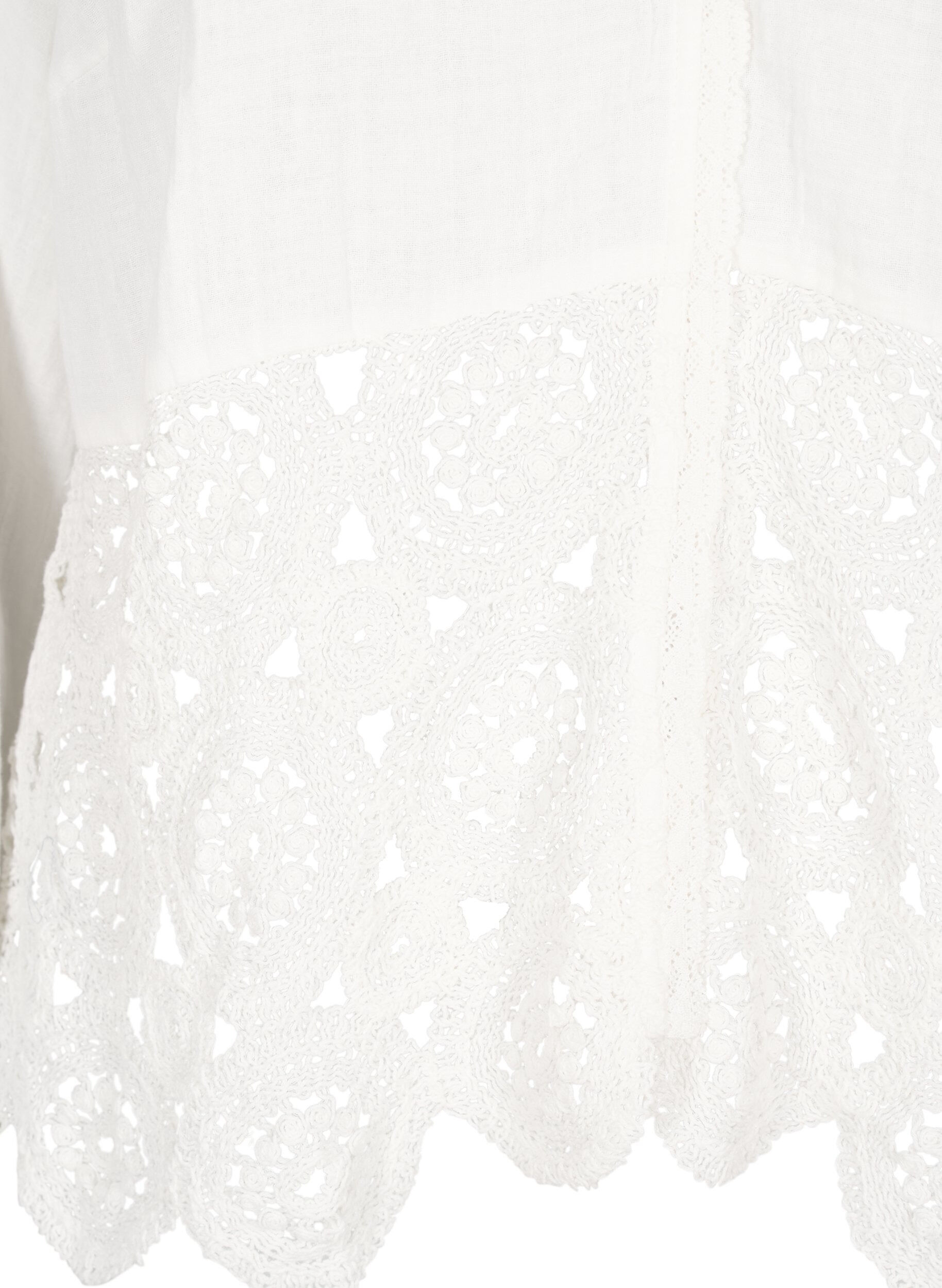 Zizzi Puuvillamusliininen paitapusero virkkausyksityiskohdilla, Valkoinen, Packshot image number 2