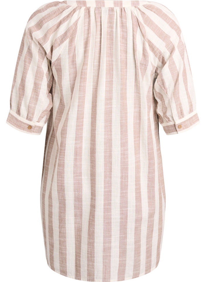 Puuvillatunika V-p&auml;&auml;ntiell&auml;, Beige, Packshot image number 1