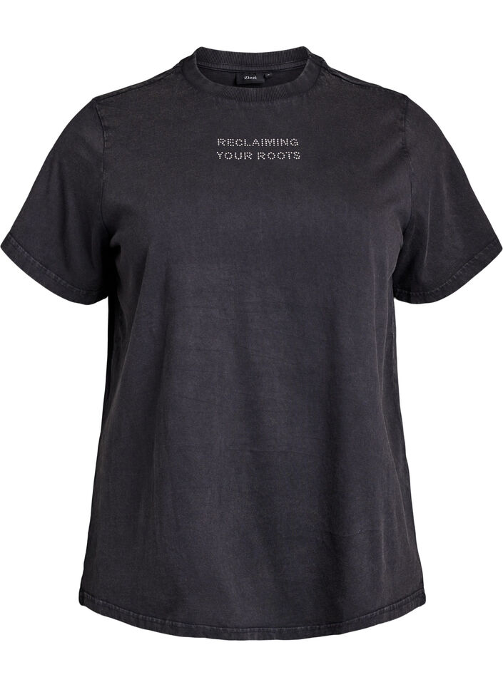 Luomupuuvillainen t-paita niiteillä, Harmaa, Packshot image number 0