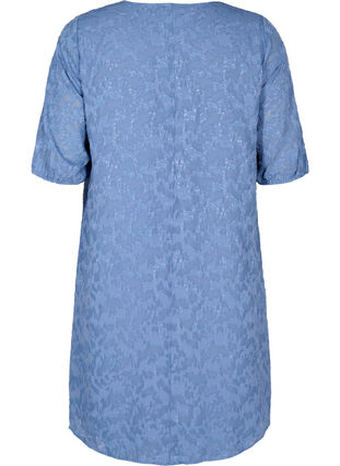 Lyhythihainen mekko tekstuurilla, Coronet Blue, Packshot image number 1
