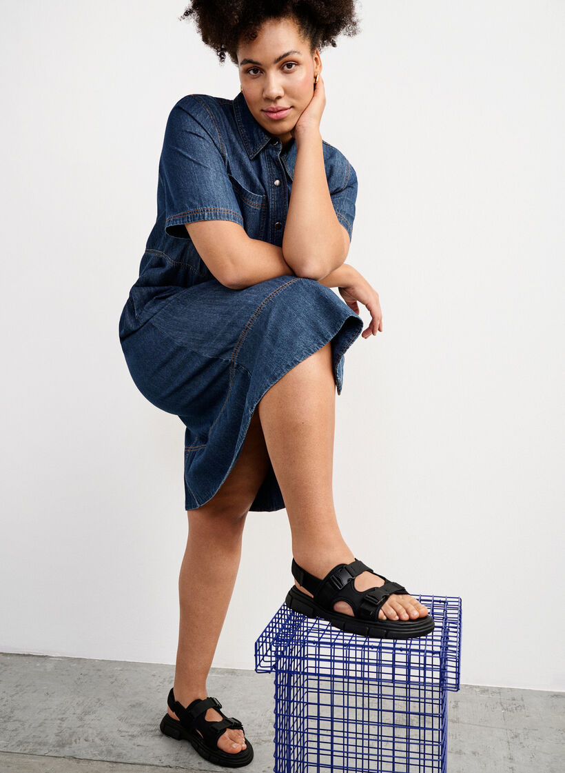 Wide fit -sandaalit, Musta, Image image number 0