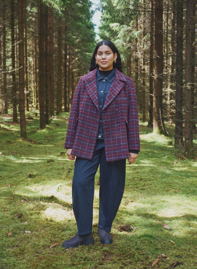 Ruudullinen takki taskuilla, Punainen, Image image number 0