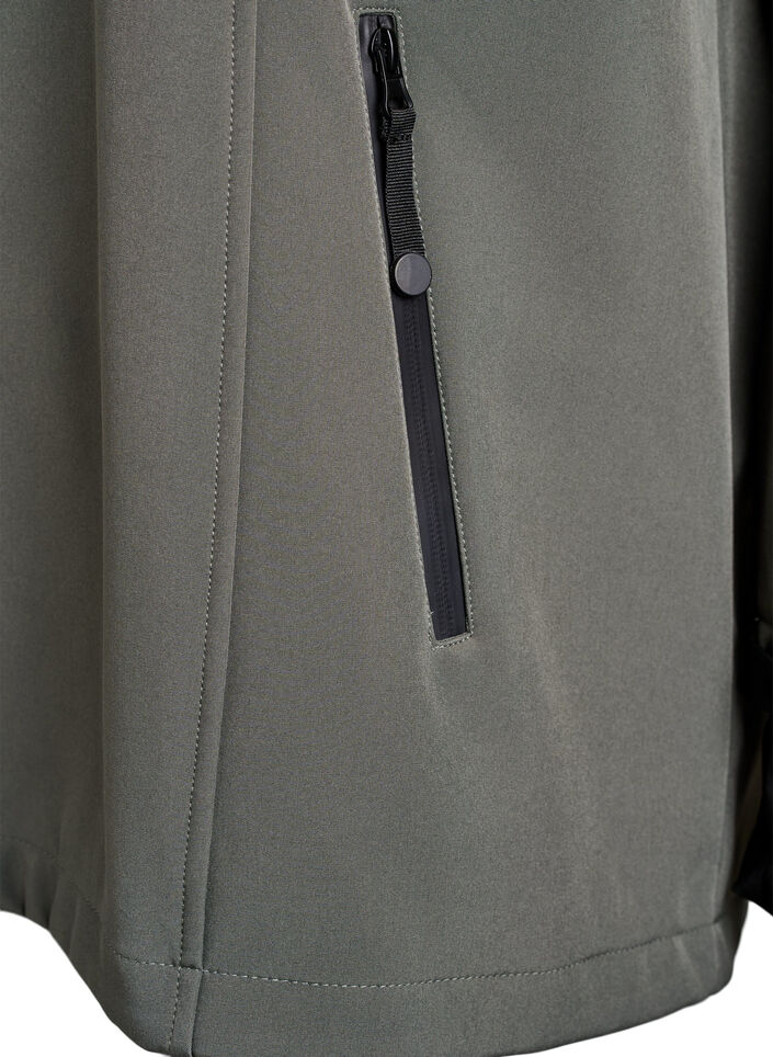 Lyhyt softshell-takki irrotettavalla hupulla, Harmaa, Packshot image number 3