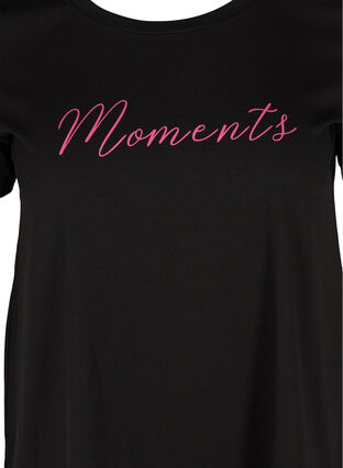 Puuvillainen a-mallinen t-paita painatuksella , Black, Packshot image number 2