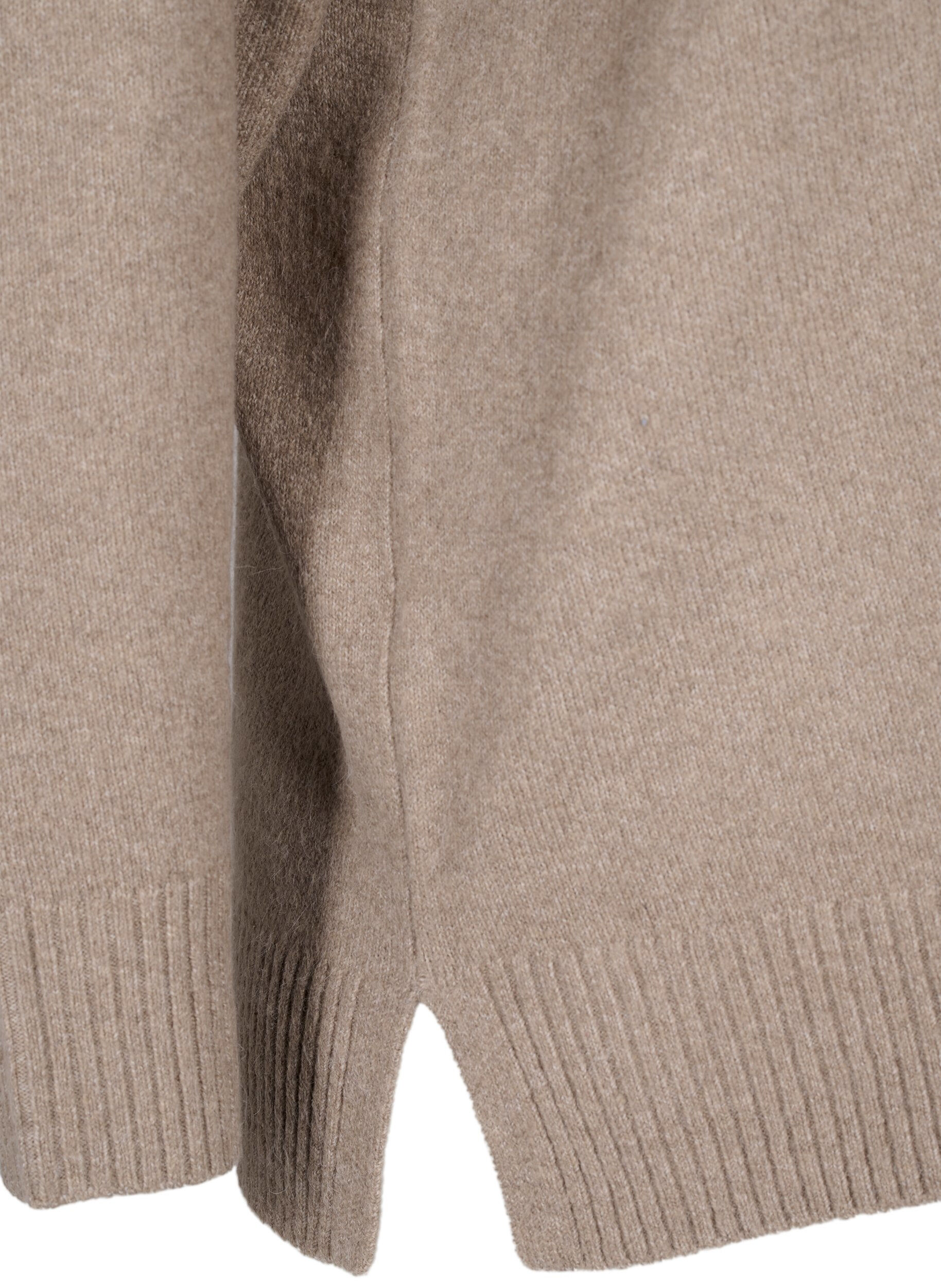 Zizzi Neulepusero, jossa on V-p&auml;&auml;ntie, Desert Taupe Melange, Packshot image number 3