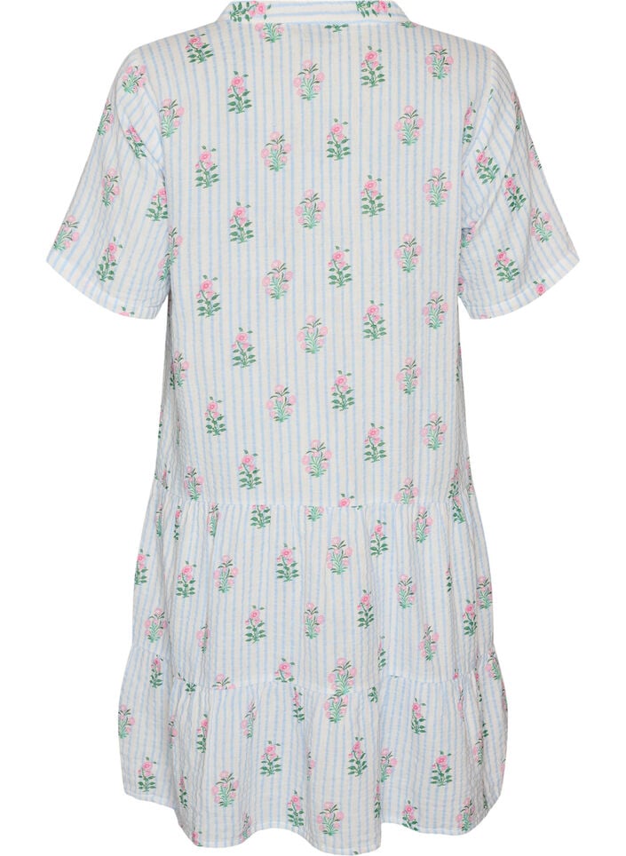 Lyhyt A-linjainen mekko puuvillamusliinista, Vanilja, Packshot image number 1