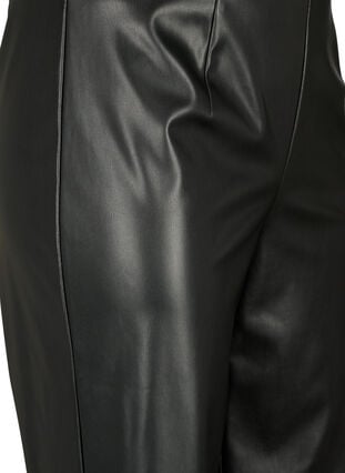 Keinonahkaiset housut leveällä lahkeellä, Black, Packshot image number 2