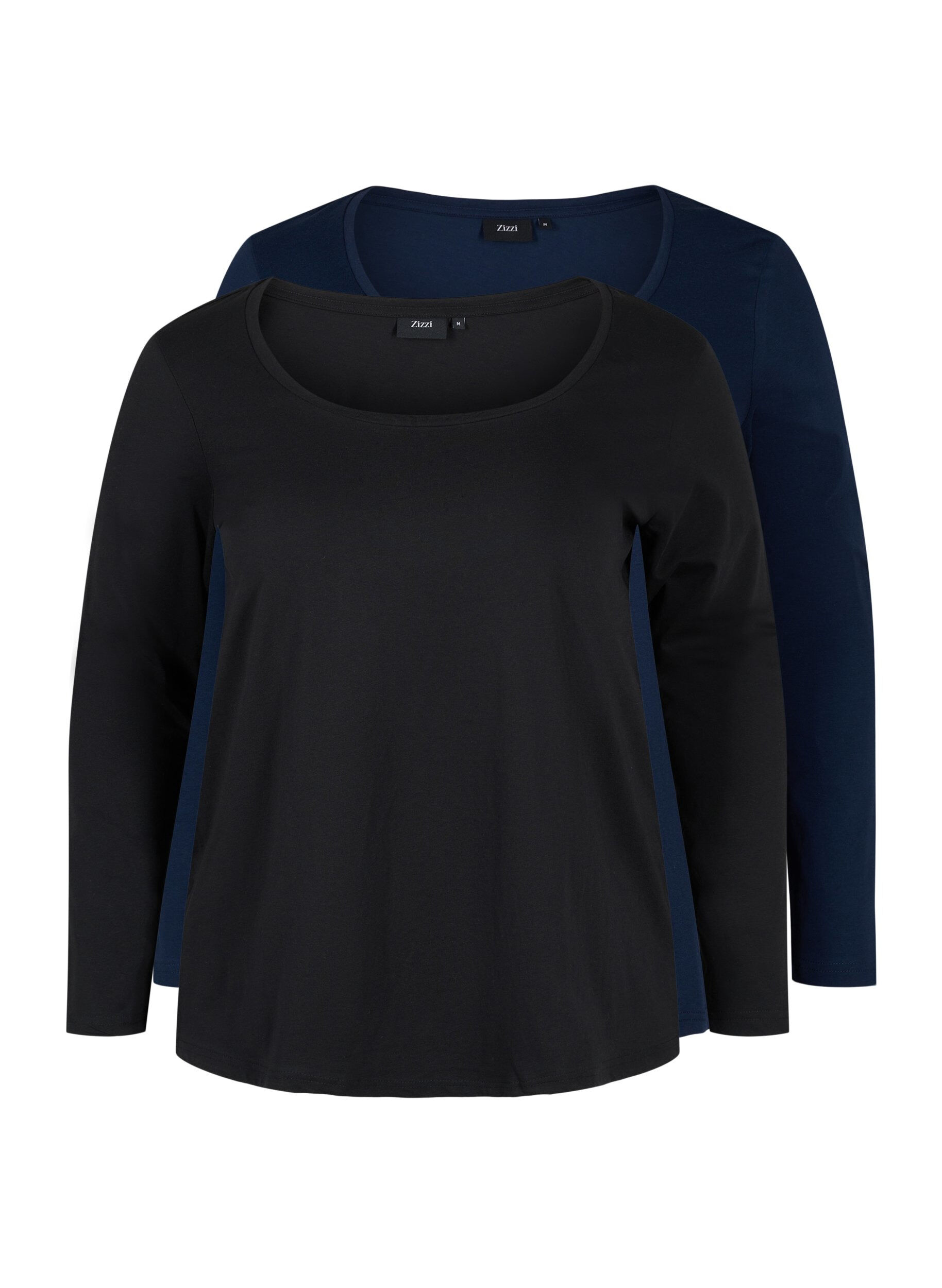 Zizzi 2 kpl puuvillapuseroita, Black/Navy B, Packshot image number 0