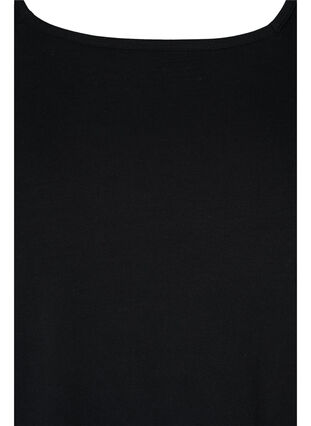 Yksivärinen ja puuvillainen t-paita 3/4-hihoilla, Black, Packshot image number 2
