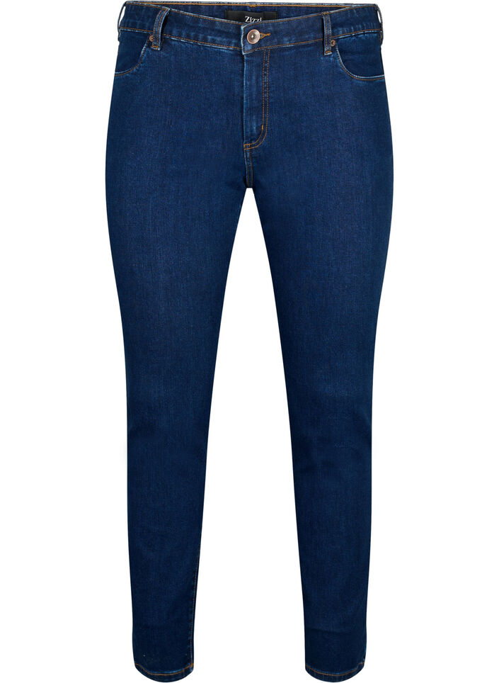 Slim fit Emily-farkut, joissa on normaali vy&ouml;t&auml;r&ouml;., Sininen, Packshot image number 0