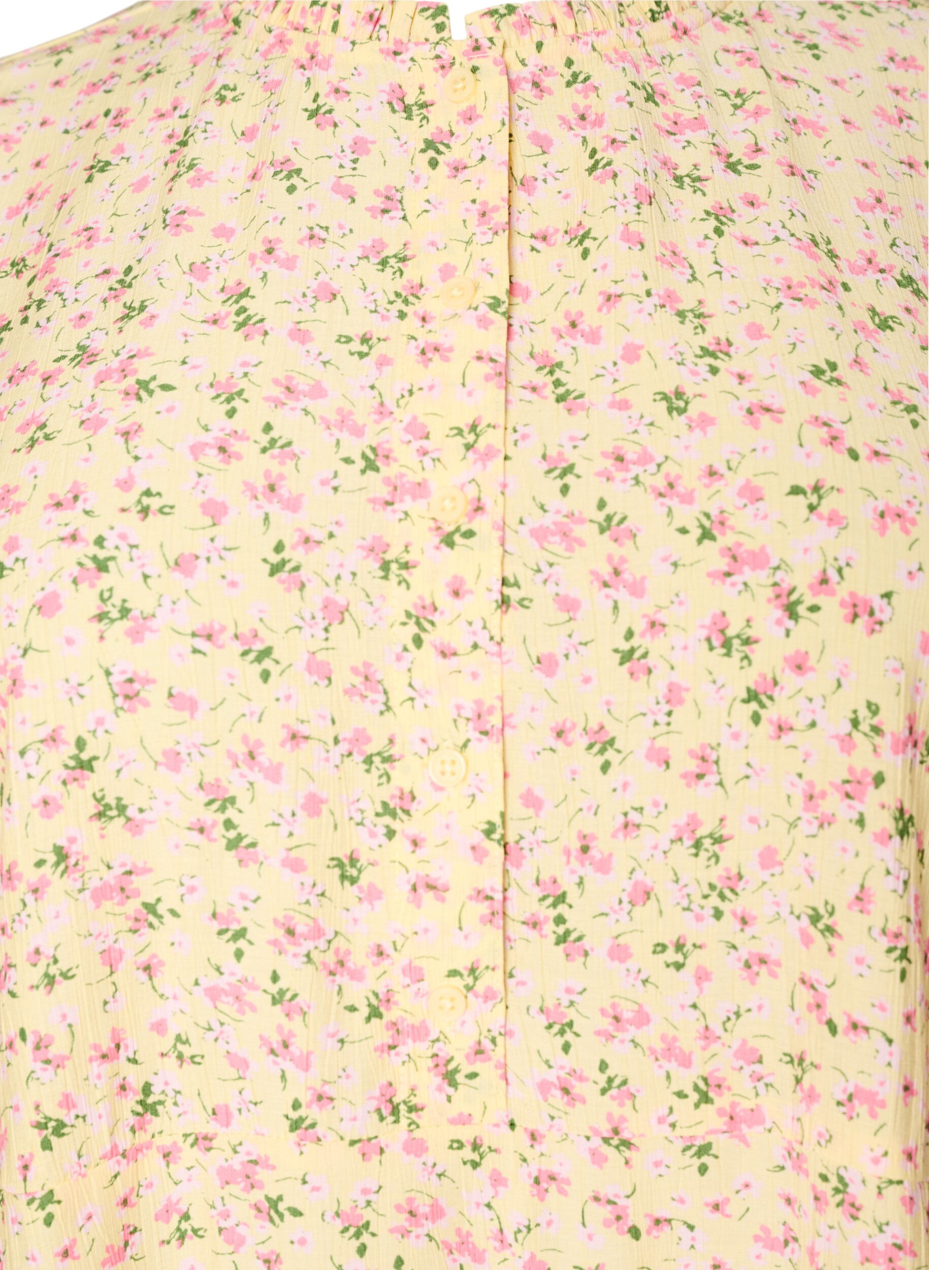 ZizziLyhyt viskoosimekko r&ouml;yhel&ouml;yksityiskohdilla, Keltainen, Packshot image number 2