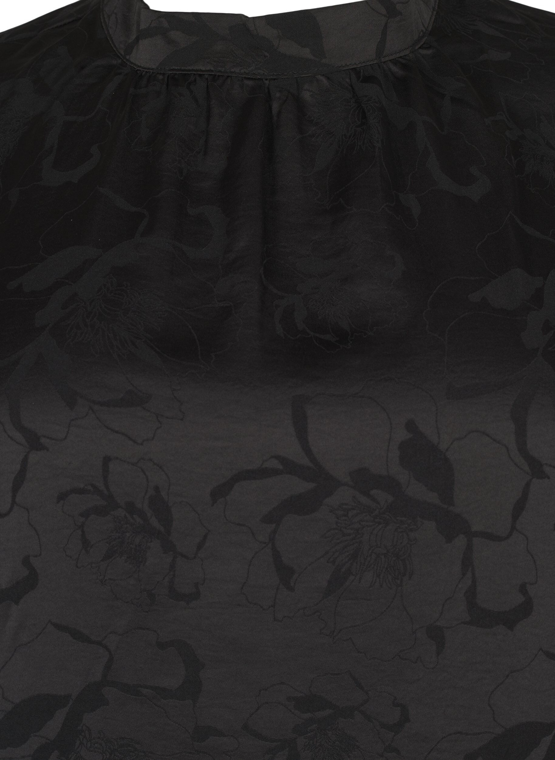 Zizzi Satiini pusero s&auml;vy s&auml;vyyn kuvioinnilla, Black, Packshot image number 2