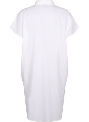 Pitkä paita puuvilla-pellavasekoitteesta, Bright White, Packshot image number 1
