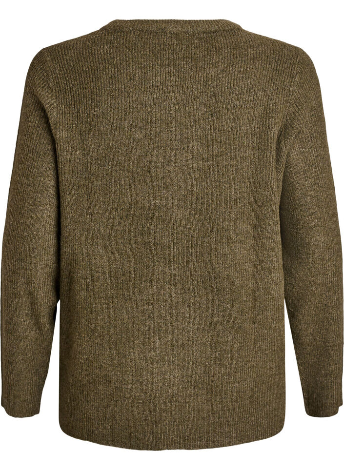 Melange-neulepusero py&ouml;re&auml;ll&auml; p&auml;&auml;ntiell&auml;, Vihre&auml;, Packshot image number 1