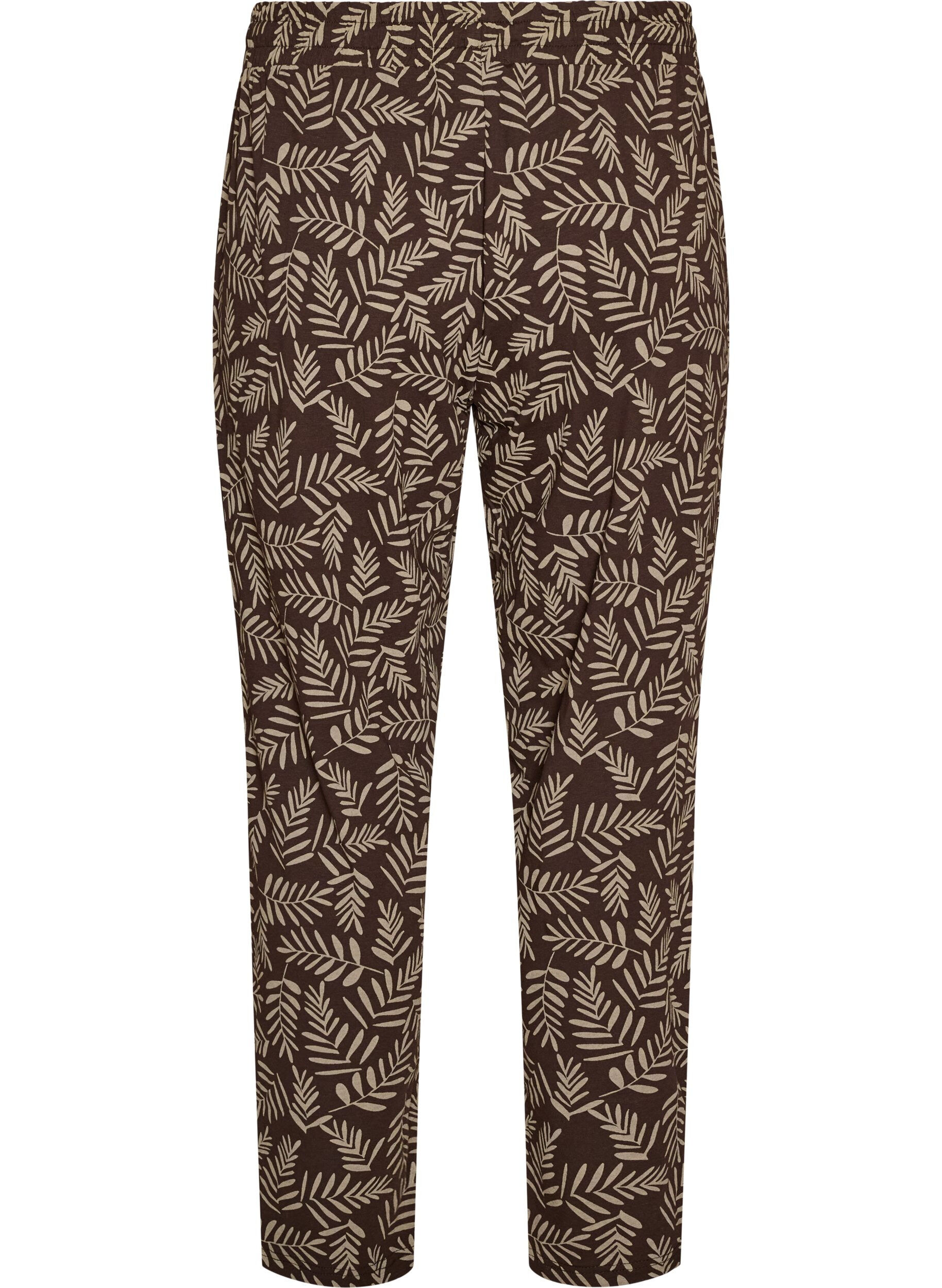 ZizziPuuvillaiset pyjamahousut printill&auml;, Ruskea, Packshot image number 1