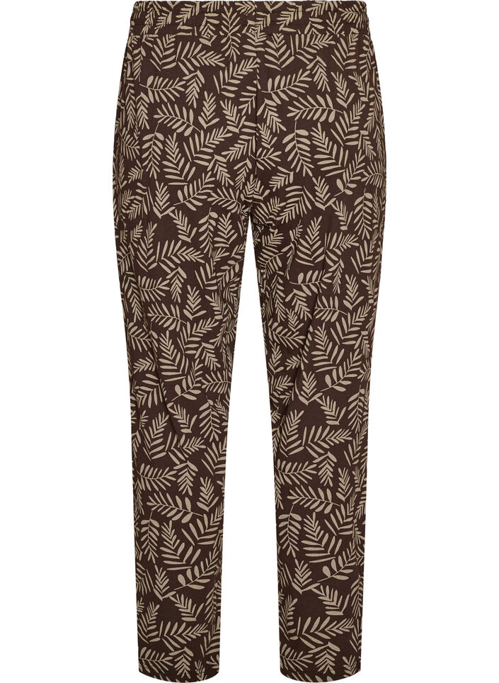Puuvillaiset pyjamahousut printill&auml;, Ruskea, Packshot image number 1