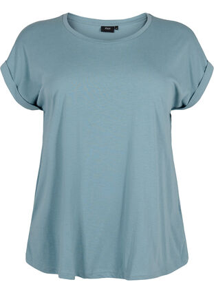 Lyhythihainen puuvillasekoitteinen T-paita, Smoke Blue, Packshot image number 0