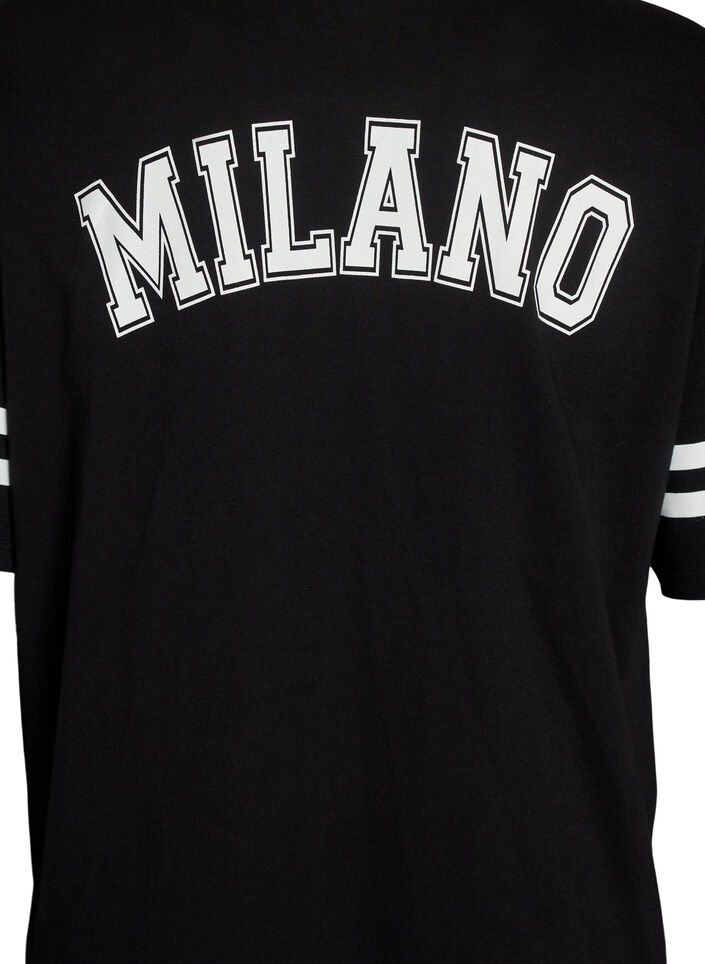 Lyhyt T-paitamekko sporttisilla yksityiskohdilla, Musta, Packshot image number 3