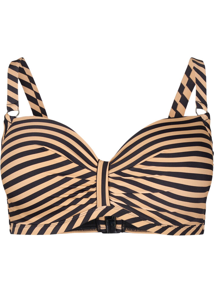 Kaarituelliset bikiniyl&auml;osa kuosilla, Ruskea, Packshot image number 0