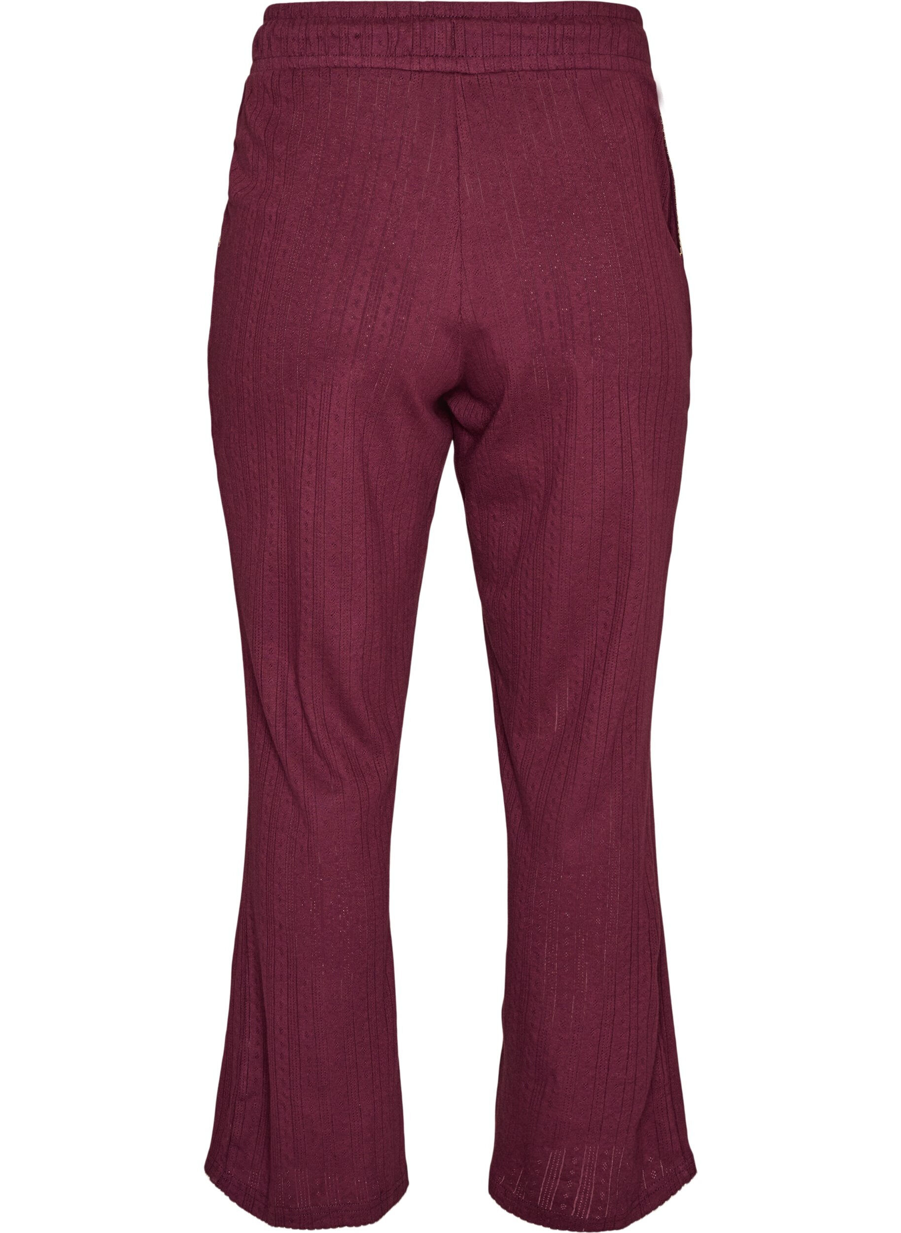ZizziLuomupuuvillaiset pyjamahousut rei&rsquo;itetyll&auml; kirjailulla, Tumma Bordeaux, Packshot image number 1