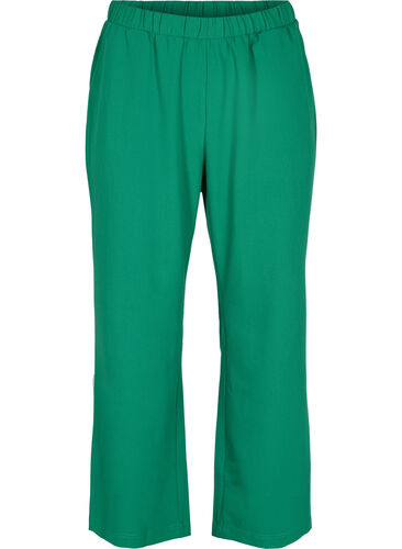 Leveälahkeiset housut taskuilla, Verdant Green, Packshot image number 0