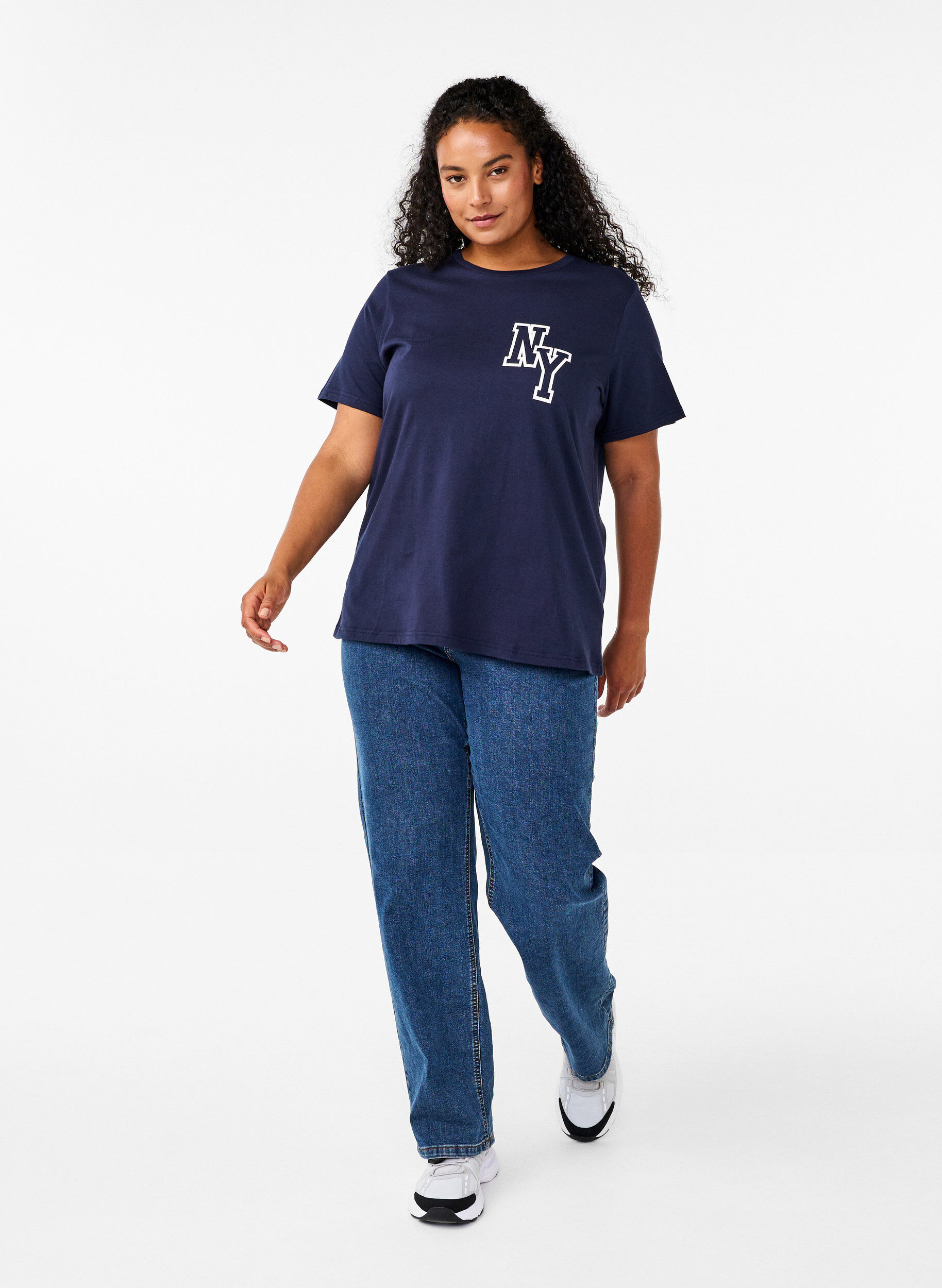 Zizzi Luomupuuvillainen T-paita printill&auml;, Night Sky Printet, Model image number 2