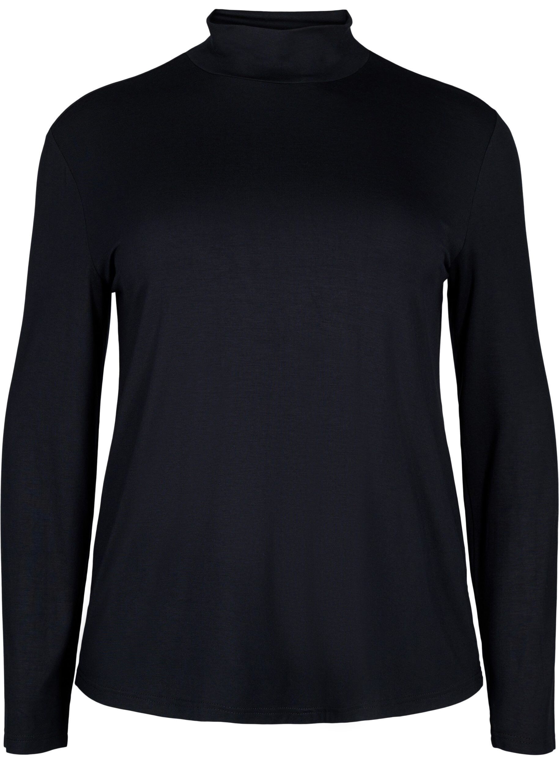 Zizzi Pitk&auml;hihainen pusero, jossa korkea kaulus, Musta, Packshot image number 0