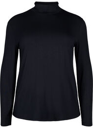 Pitkähihainen pusero, jossa korkea kaulus, Musta