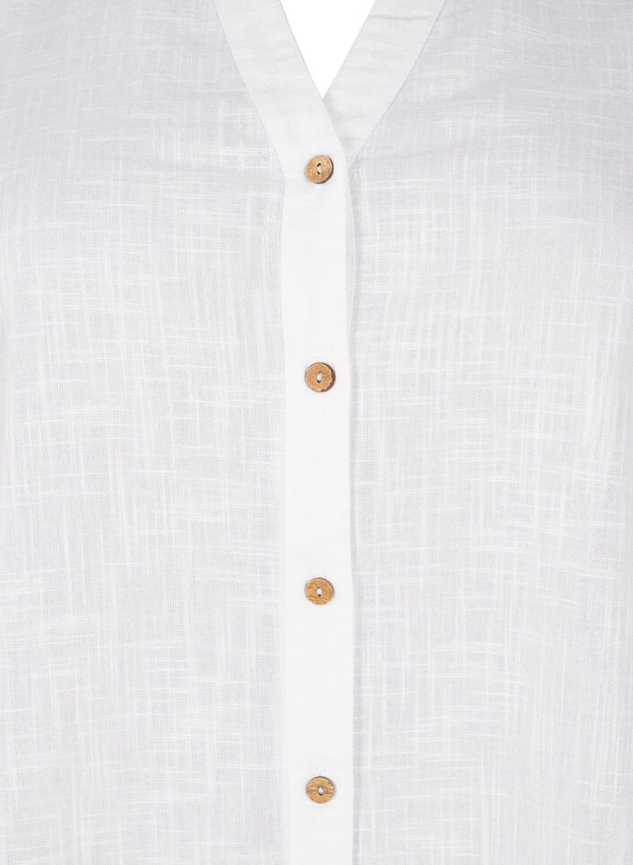 Puuvillainen puseropaita v-kaula-aukolla, Valkoinen, Packshot image number 2