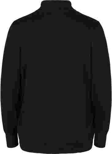 Viskoosinen neulepusero poolokauluksella, Black, Packshot image number 1