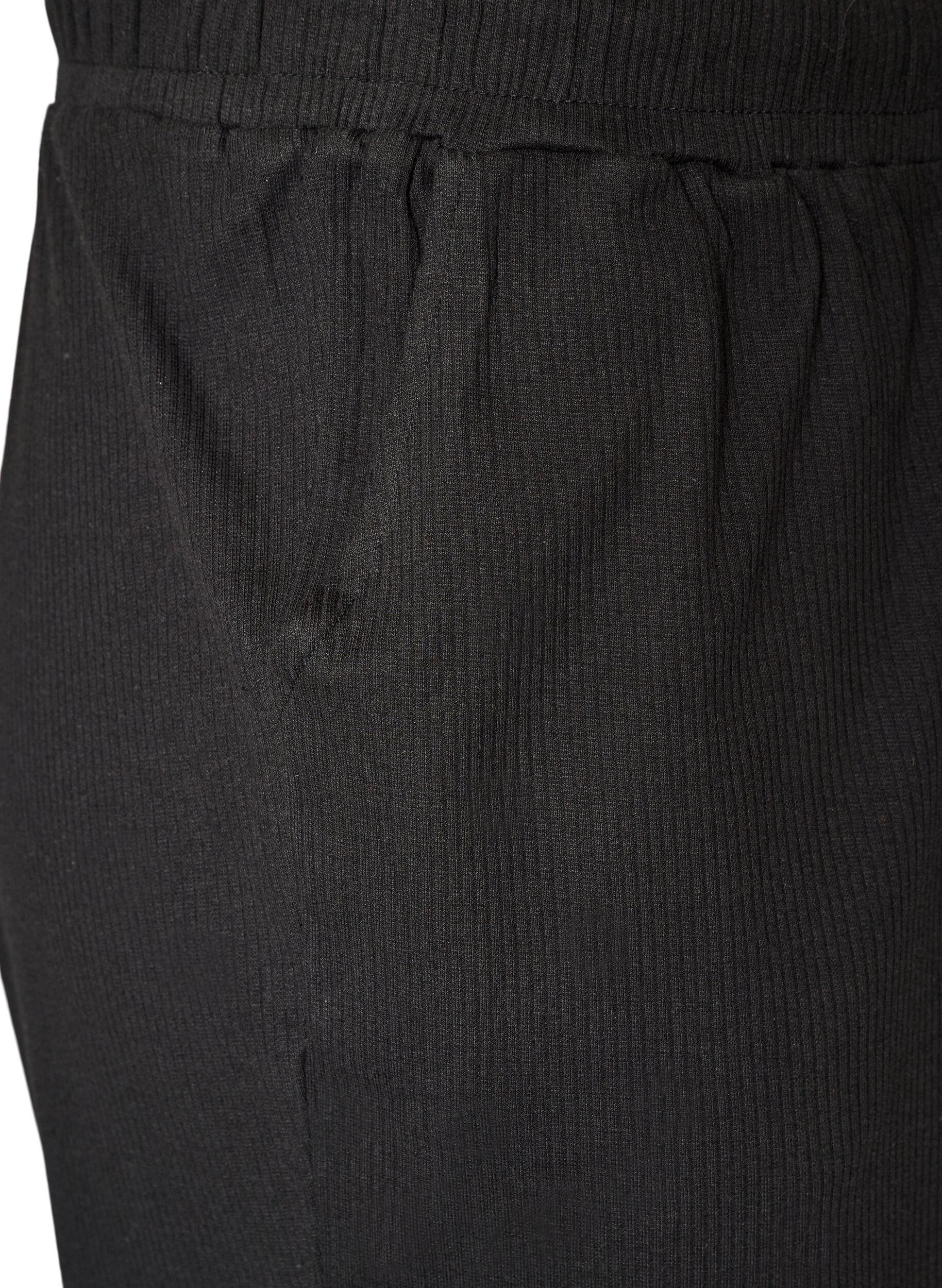 ZizziRibatut pyjamahousut suorilla lahkeilla, Musta, Packshot image number 3