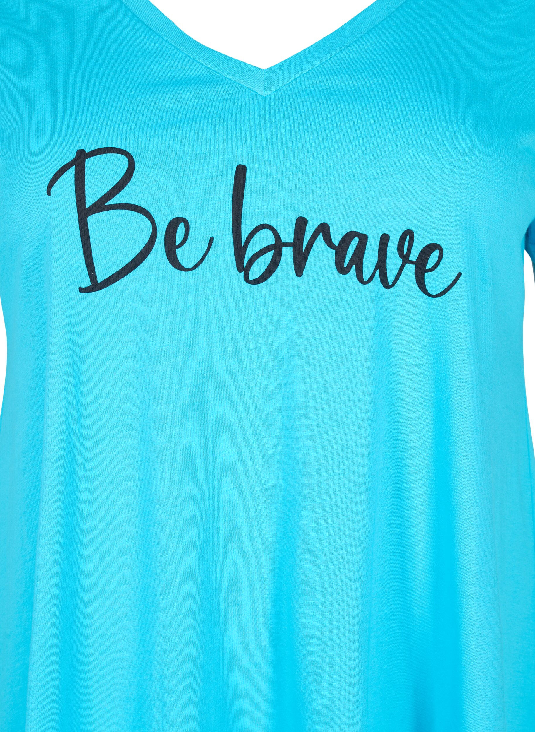 Zizzi Lyhythihainen puuvillainen t-paita, Blue Atoll W. Be, Packshot image number 2