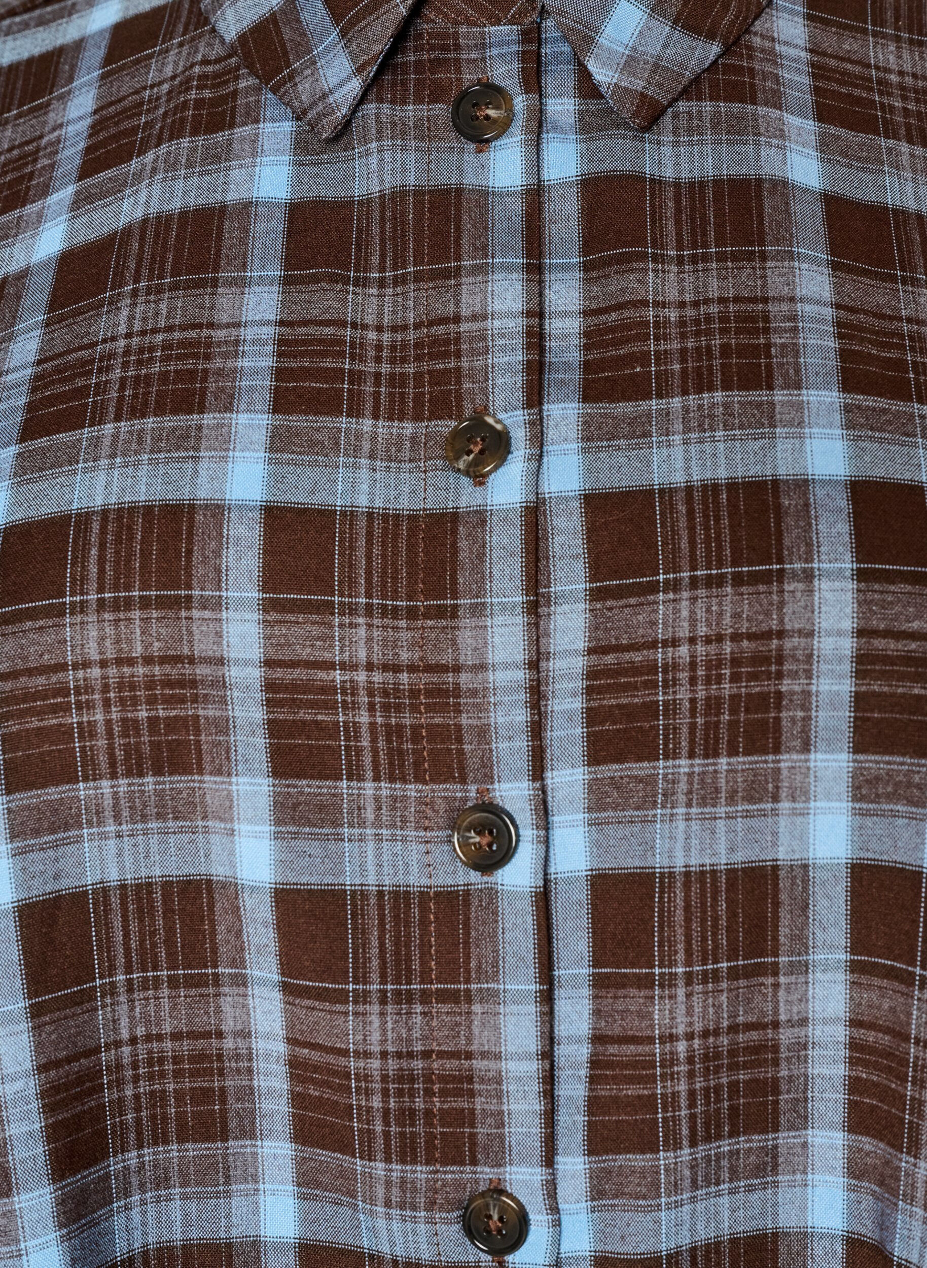 ZizziRuudullinen paita rennolla istuvuudella, Ruskea, Packshot image number 2