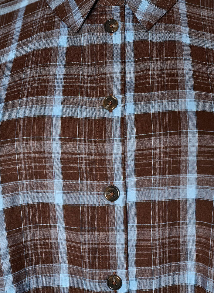 Ruudullinen paita rennolla istuvuudella, Ruskea, Packshot image number 2