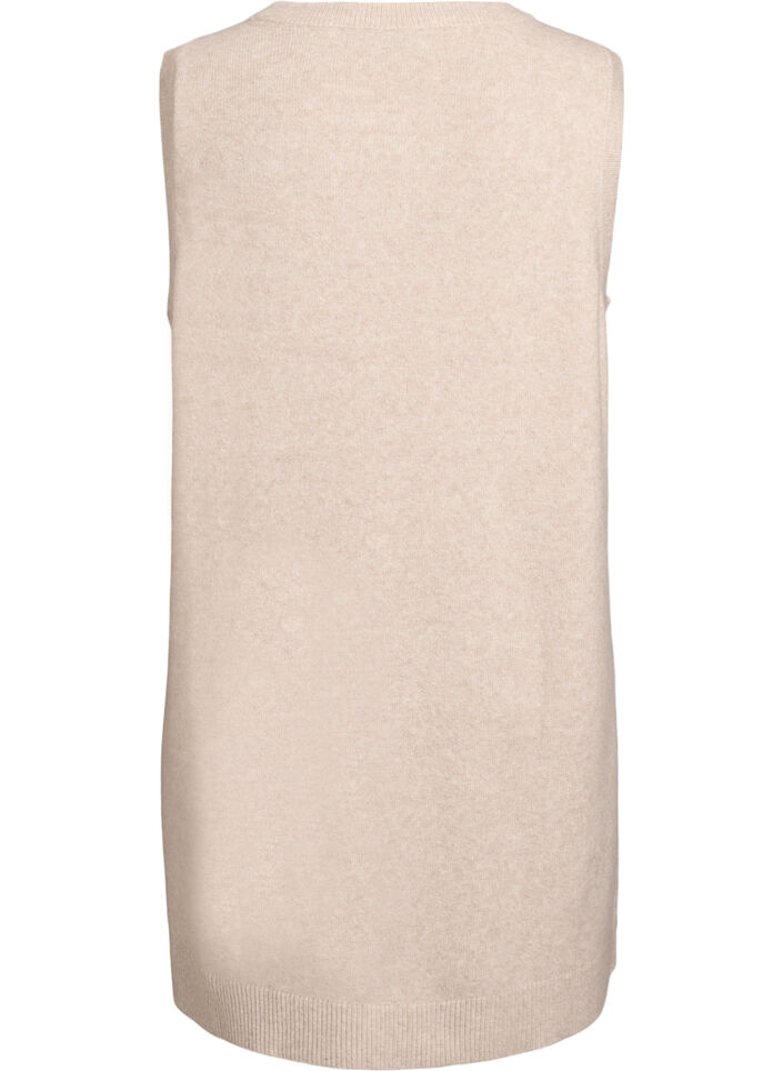 Lyhyt hihaton neulemekko, Beige, Packshot image number 1