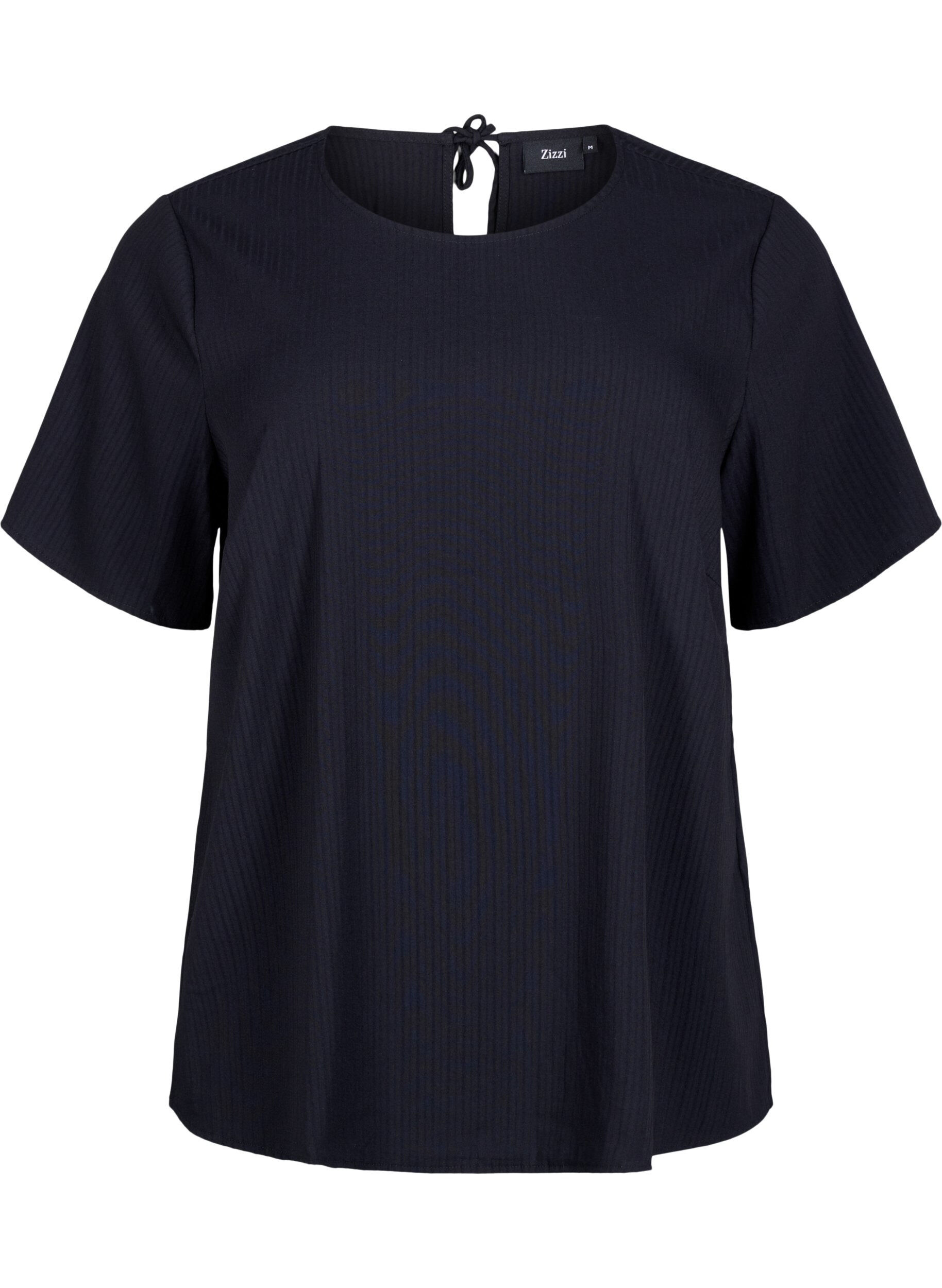 Zizzi Lyhythihainen viskoosipusero nauhoilla, Black, Packshot image number 0