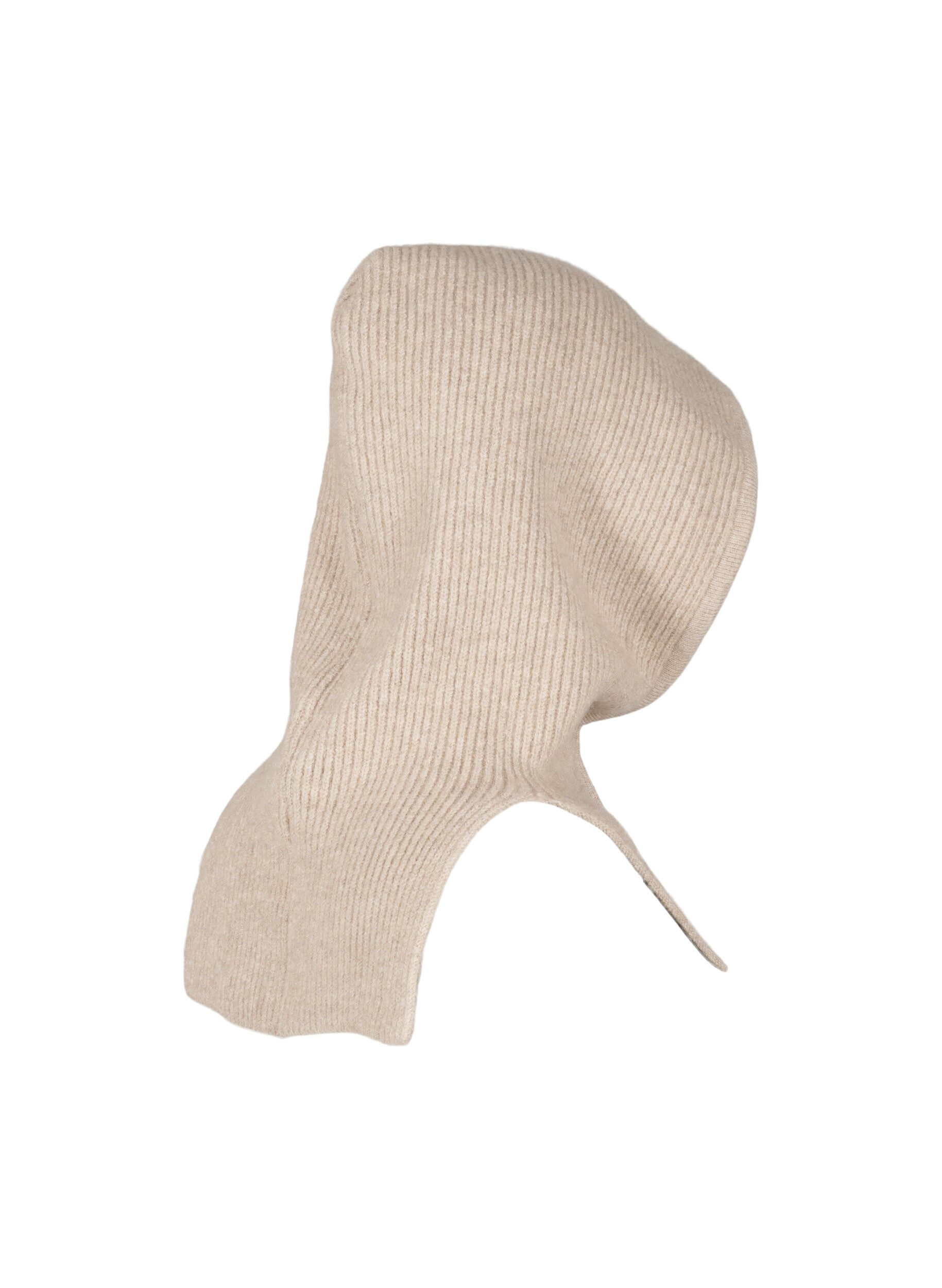 Zizzi Neulottu balaclava, jossa on kiristysnauhat, Beige, Packshot image number 3