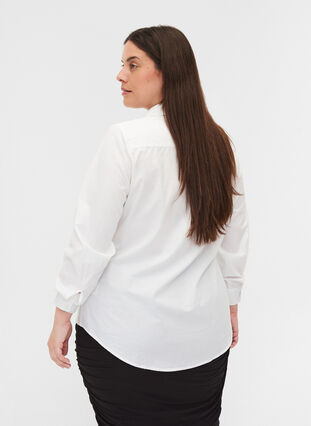 Luomupuuvillainen paitapusero kauluksella ja napeilla, White, Model image number 1