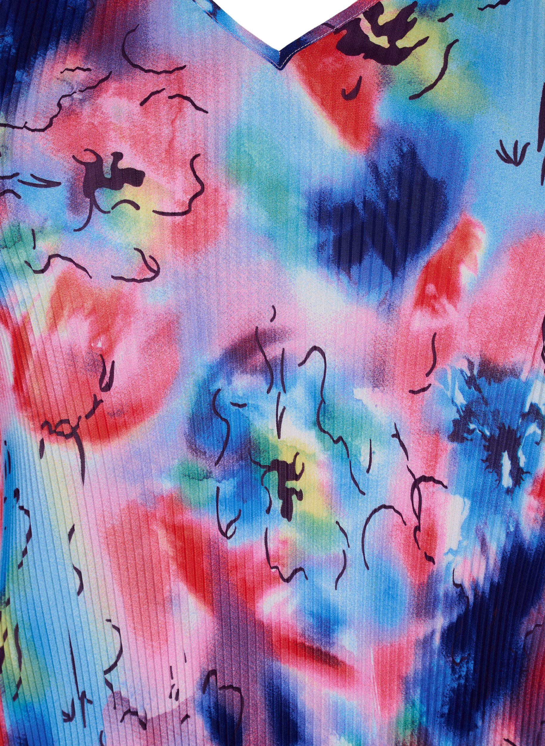 Zizzi Pliseerattu pusero 3/4-hihoilla, Lavender Space AOP, Packshot image number 2