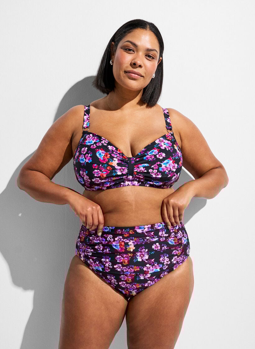 Kaarituelliset bikiniyl&auml;osa kuosilla, Violetti, Model image number 1